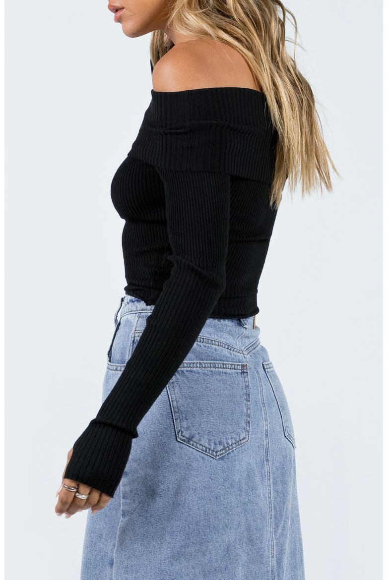 Morley Off the Shoulder Rib Sweater, Alternate, color, B LACK