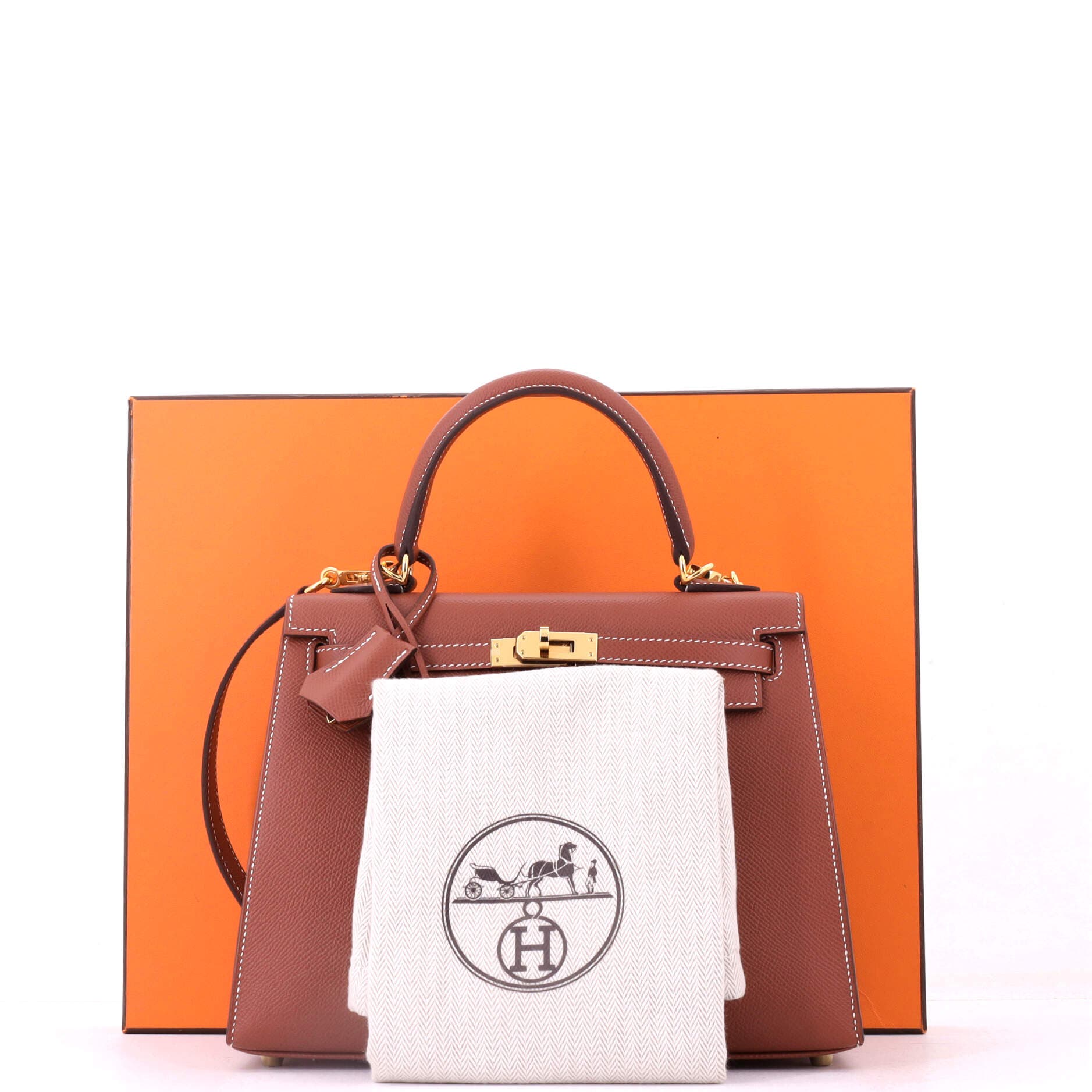 Pre-Owned Hermes Kelly Handbag Brown Epsom with Gold Hardware 25, Alternate, color, Sienne