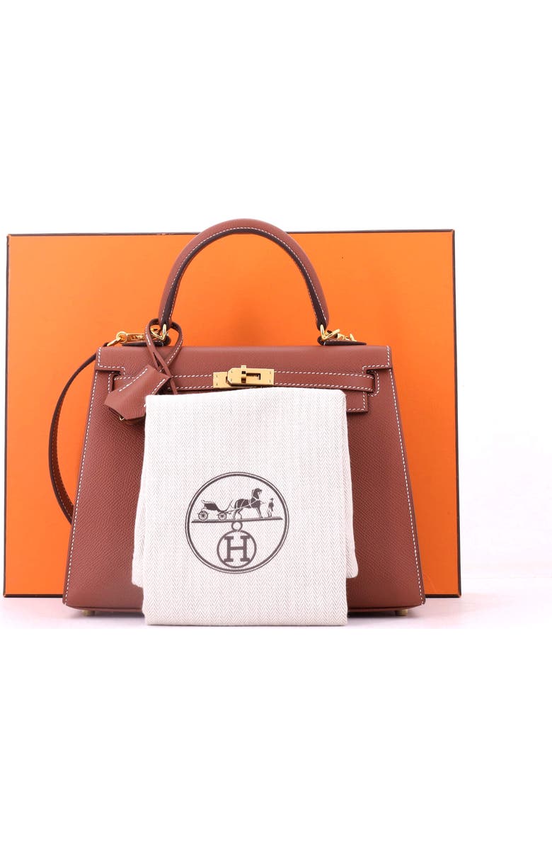 Pre-Owned Hermes Kelly Handbag Brown Epsom with Gold Hardware 25, Alternate, color, Sienne
