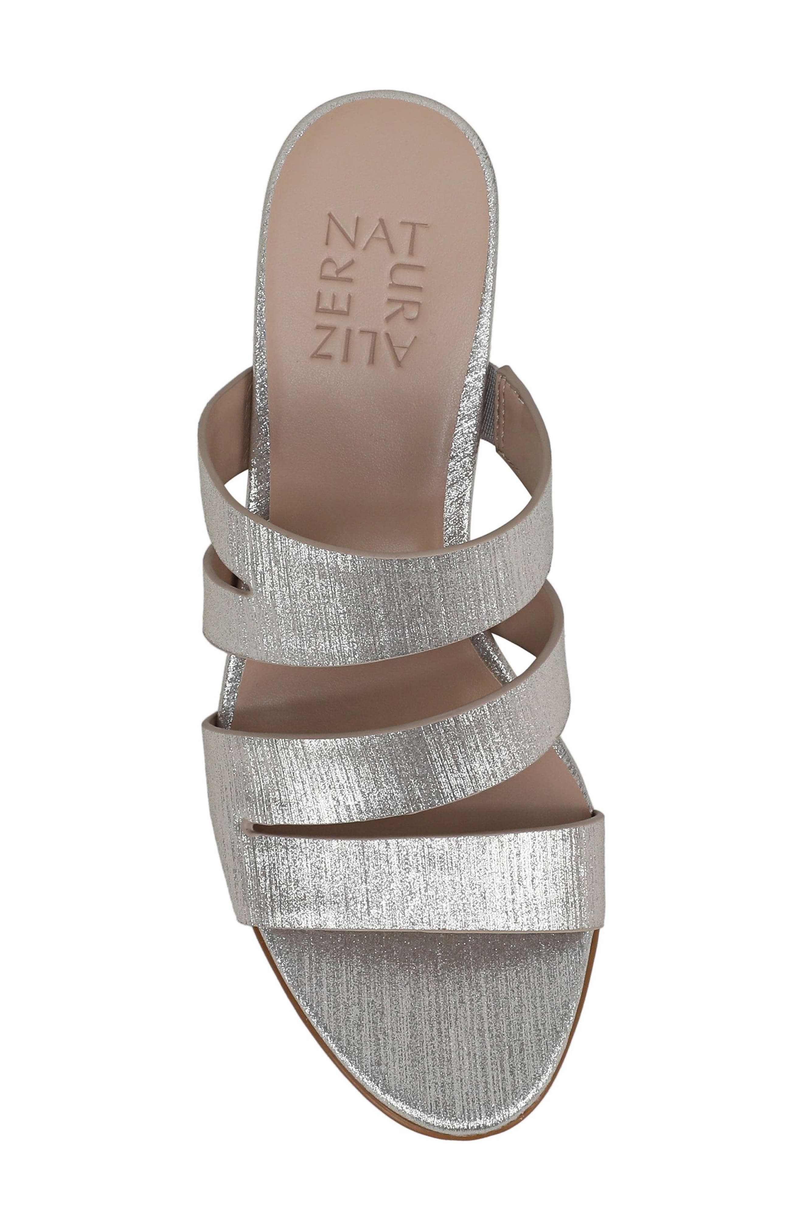 Naturalizer Beaming Block Heel Sandal, Alternate, color, Silver Metallic Linen