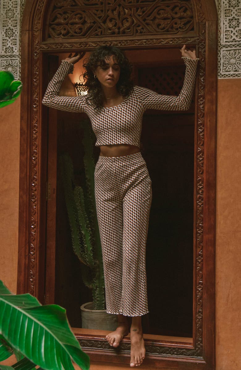 Billabong My Favorite Layer Geo Print Long Sleeve Cotton Crop T-Shirt, Alternate, color, 