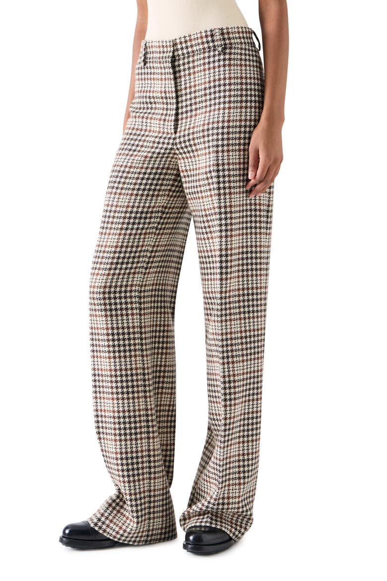 Chiaro Straight Leg Wool Blend Tweed Pants, Alternate, color, WINTER WHITE-ESPRESSO