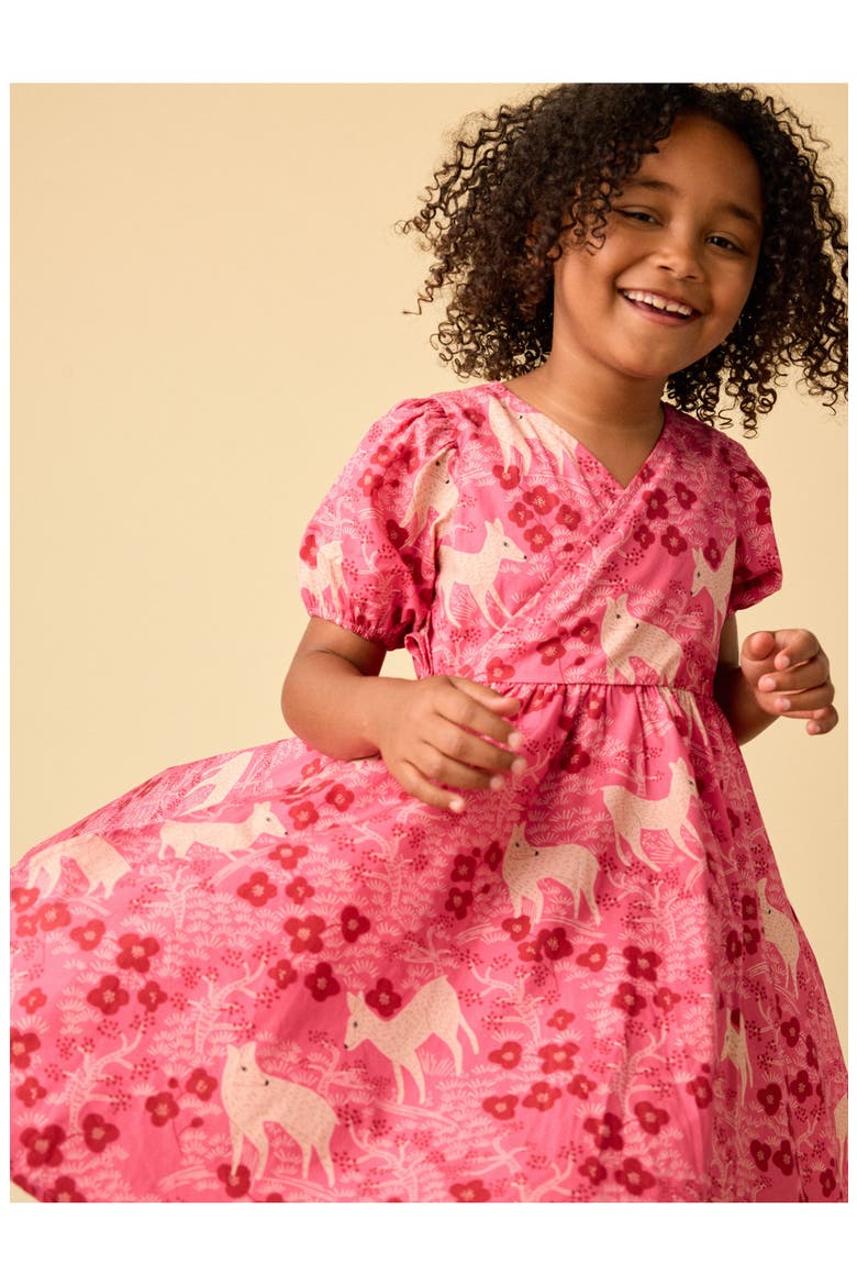 Tie Wrap Neck Dress, Alternate, color, Wandering Deer Floral