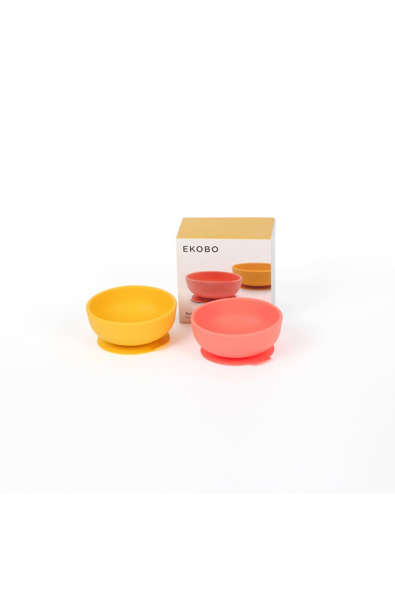 Silicone Suction Baby Bowl Set, Alternate, color, Coral / Mimosa
