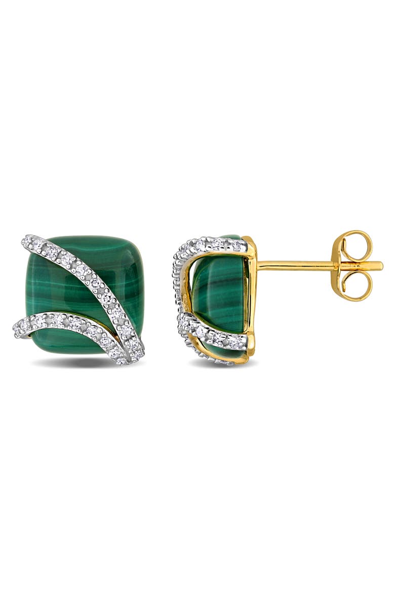 Julianna B. Malachite & Diamond Stud Earrings, Main, color, 