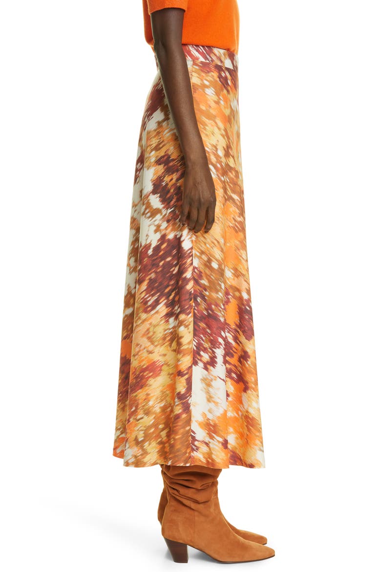Sumner Autumn Haze Silk & Wool Twill Midi Skirt, Alternate, color, EMBER ORANGE MULTI