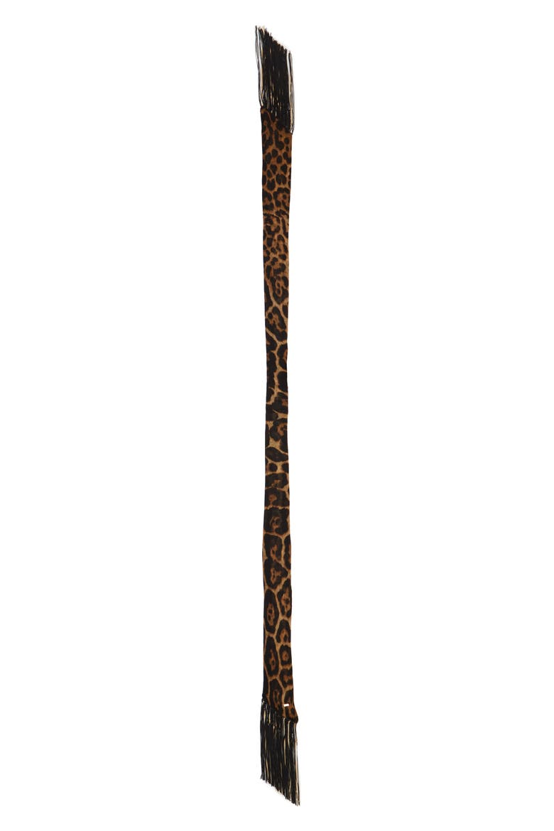 Lavalliere Chain Fringe Wool Scarf, Main, color, LEOPARD