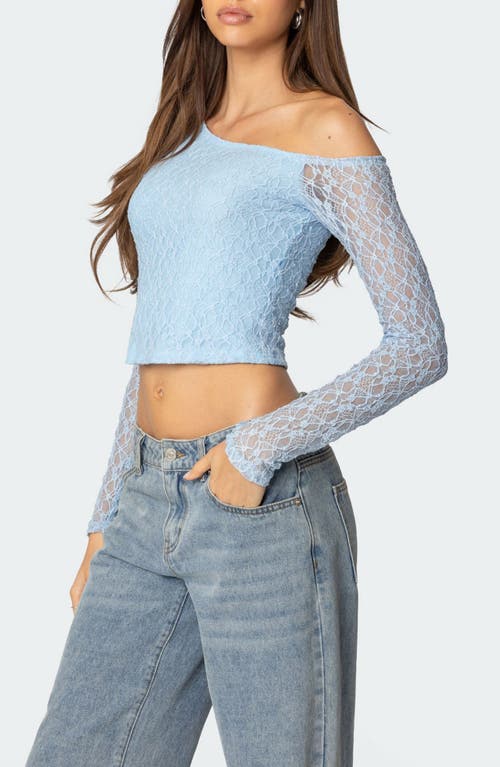 EDIKTED EDIKTED FABIA ONE-SHOULDER LONG SLEEVE LACE CROP TOP