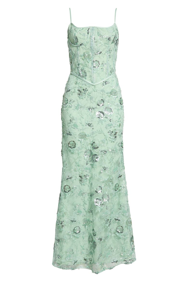 Chantelle Jade Appliqué Organza Gown, Alternate, color, JADE