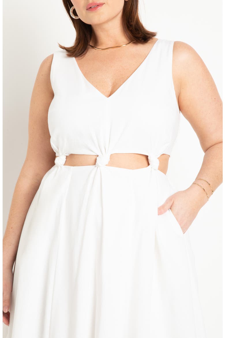 Knot Cutout Linen Blend Maxi Dress, Alternate, color, JET STREAM