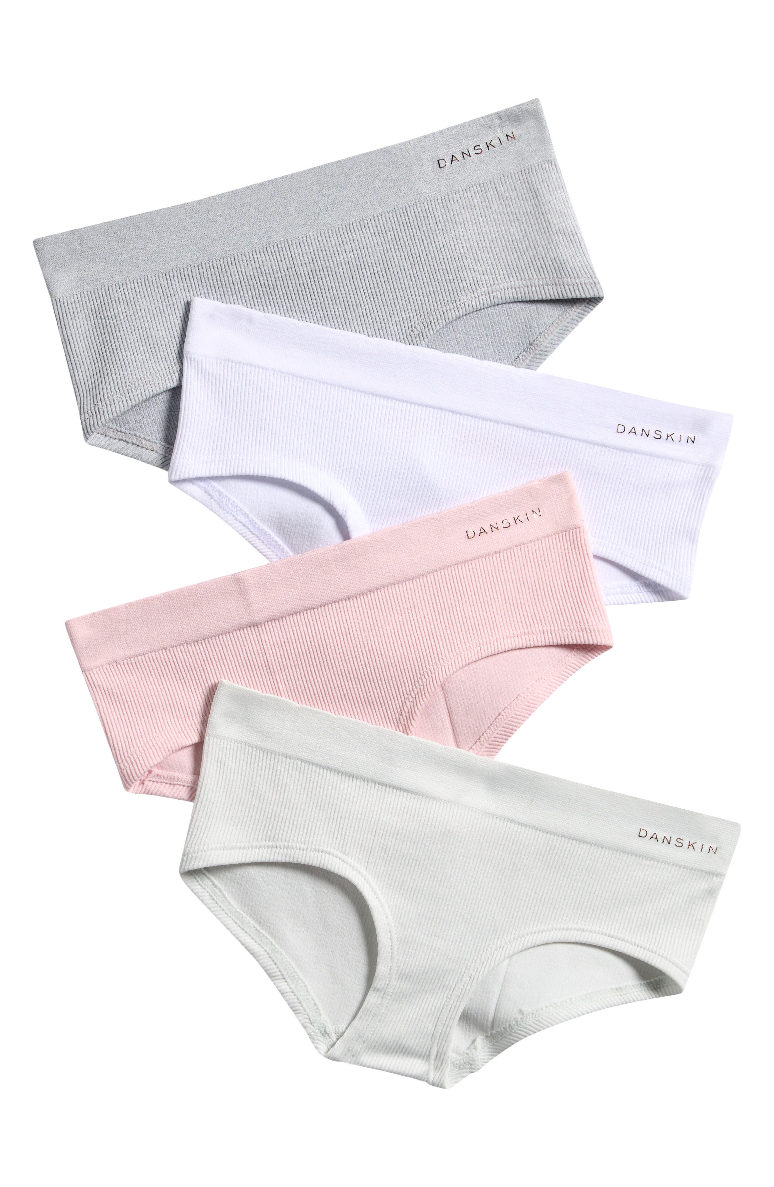 Danskin Kids' 4-Pack Assorted Seamless Hipster Briefs