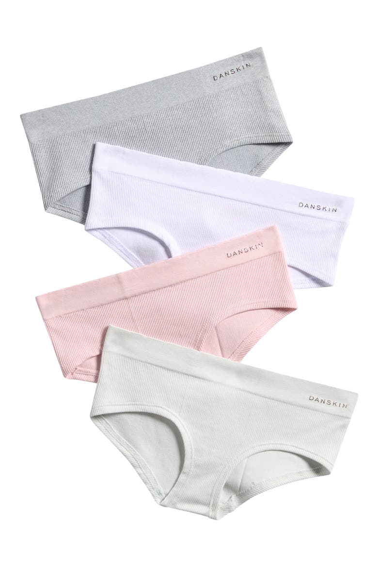 Kids' 4-Pack Assorted Seamless Hipster Briefs, Main, color, PINK/ WHITE/ AURORA MIST/ LHG