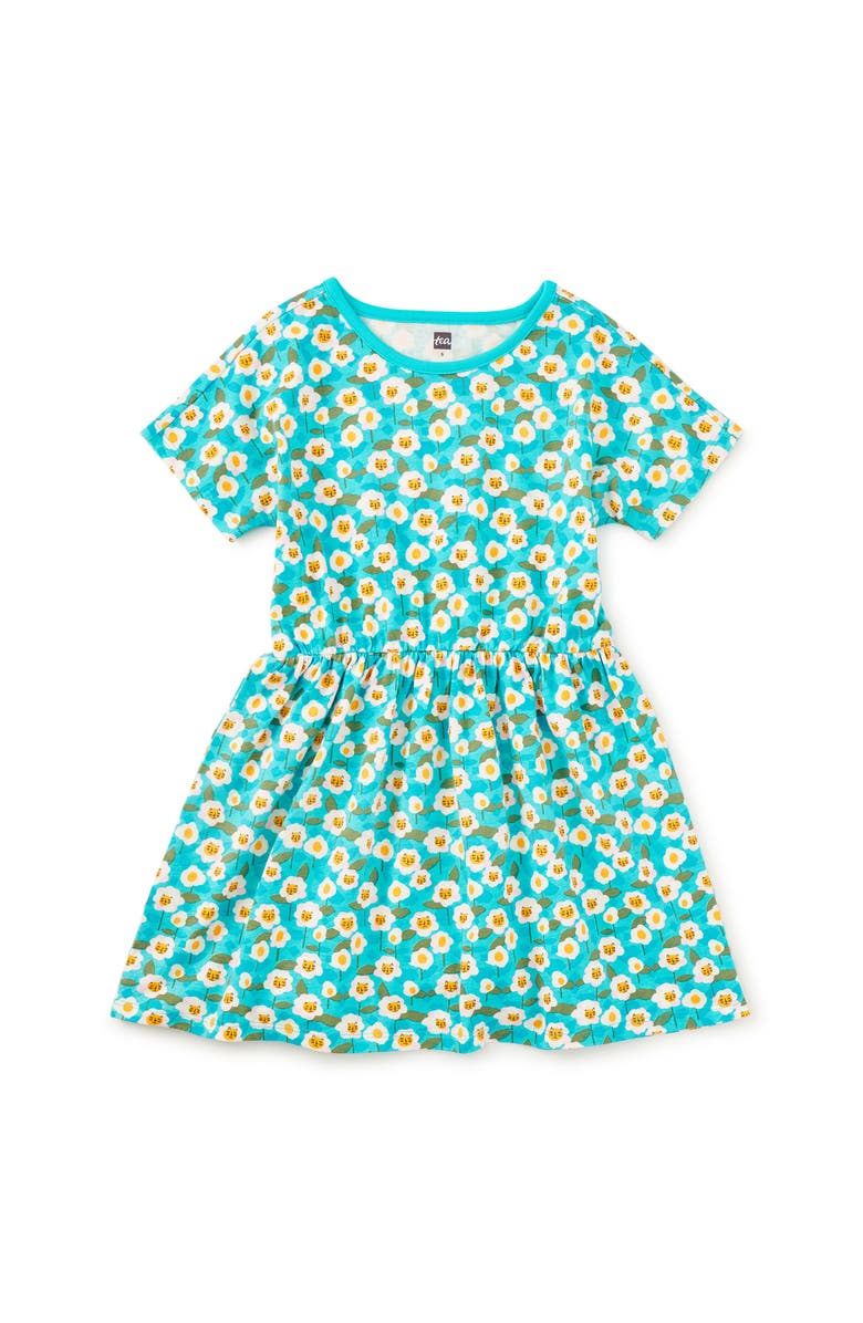 Tea Collection Short Sleeve Twirl Dress, Main, color, Kitty Floral