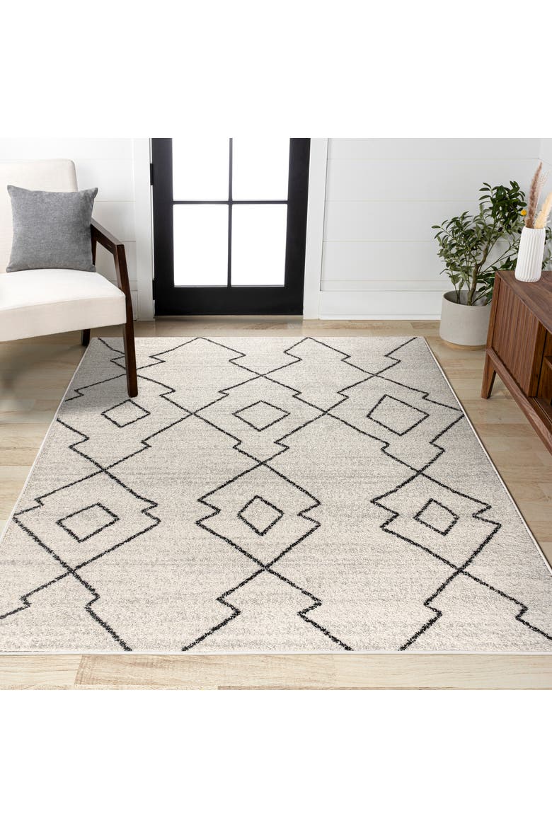 Alia Moroccan Beni Souk Area Rug, Alternate, color, Cream/Black