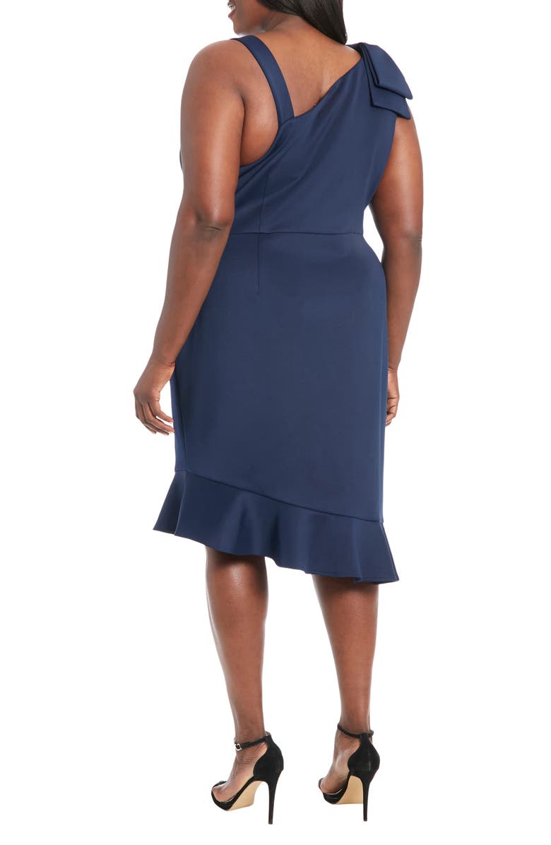 London Times One Shoulder Asymmetric Flounce Hem Dress, Alternate, color, Navy