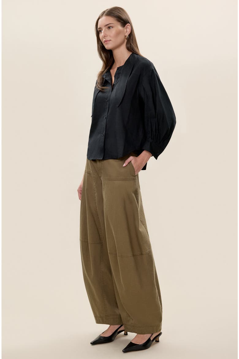 Stretch Linen Top, Alternate, color, Black