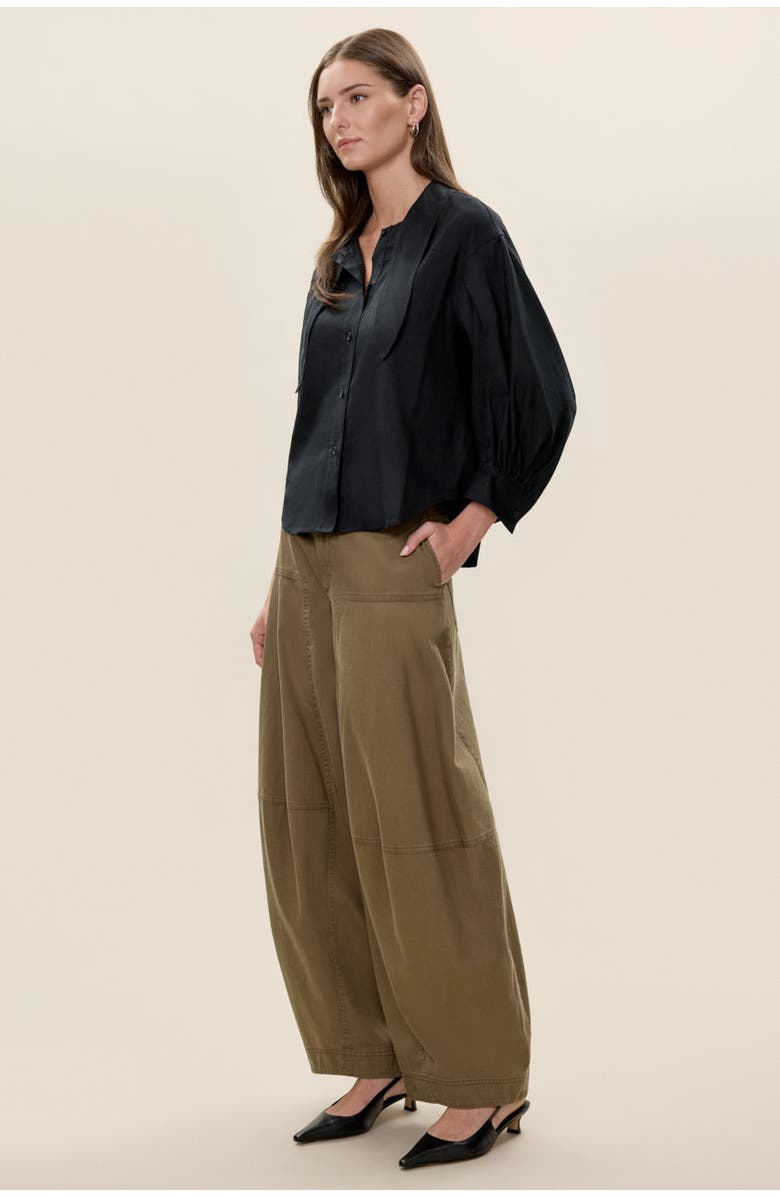 Rebecca Taylor Stretch Linen Top, Alternate, color, Black