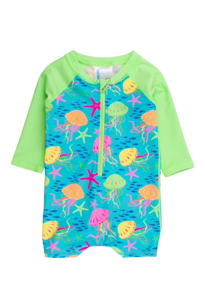 Kids' Neon Jelly Time Long Sleeve UPF 50+ One-Piece Swimsuit, Main, color, BLUE