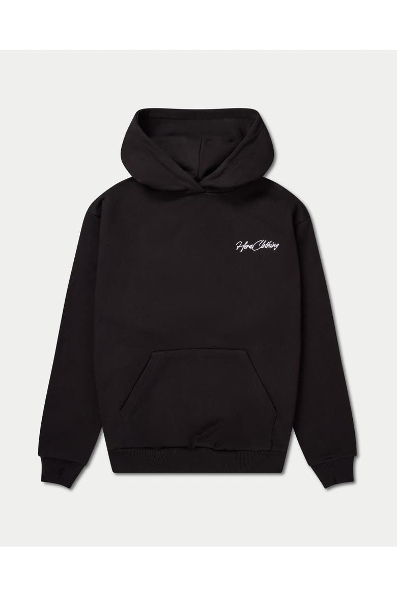 Script Heavyweight Oversized Hoodie, Alternate, color, Black