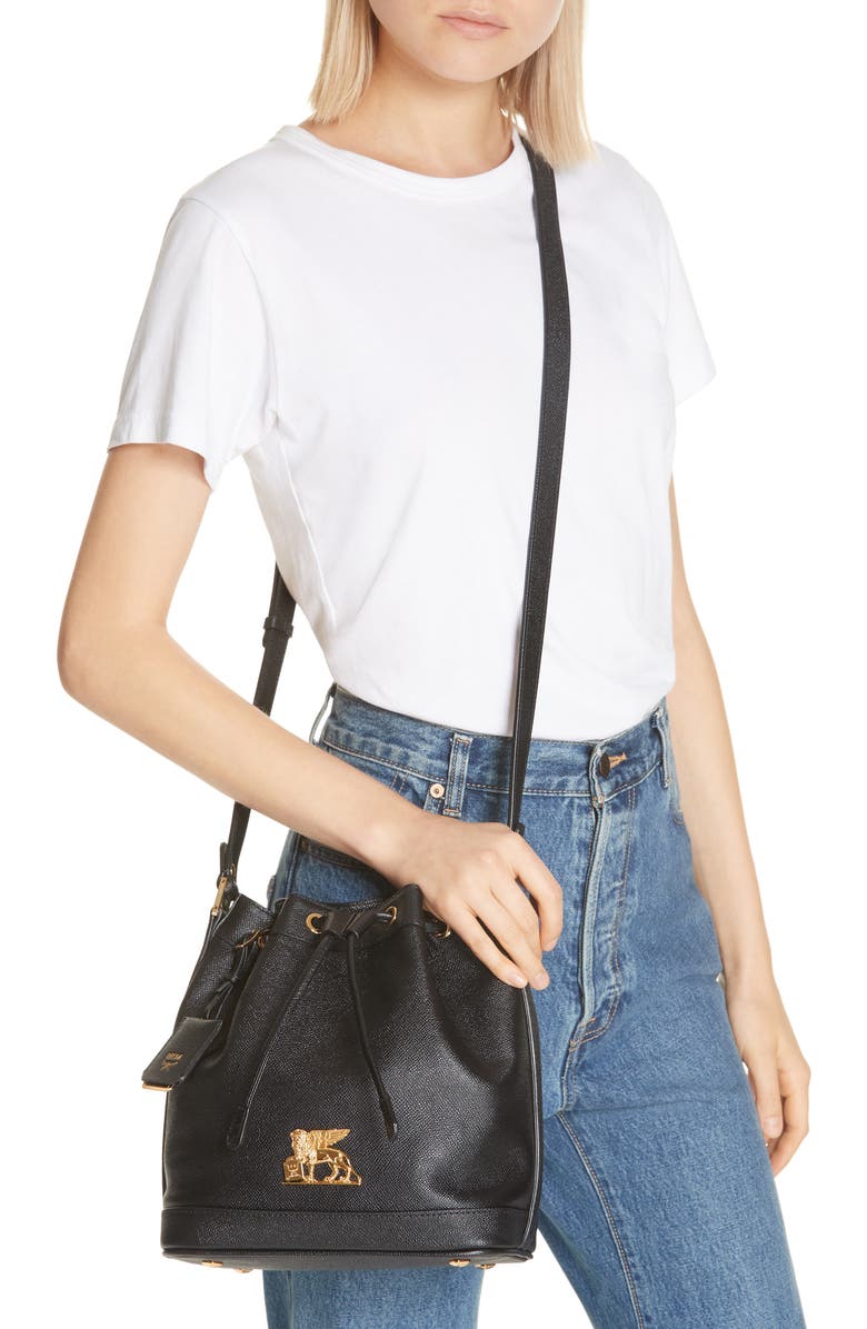 MCM Small RGB Leather Drawstring Bag, Alternate, color,