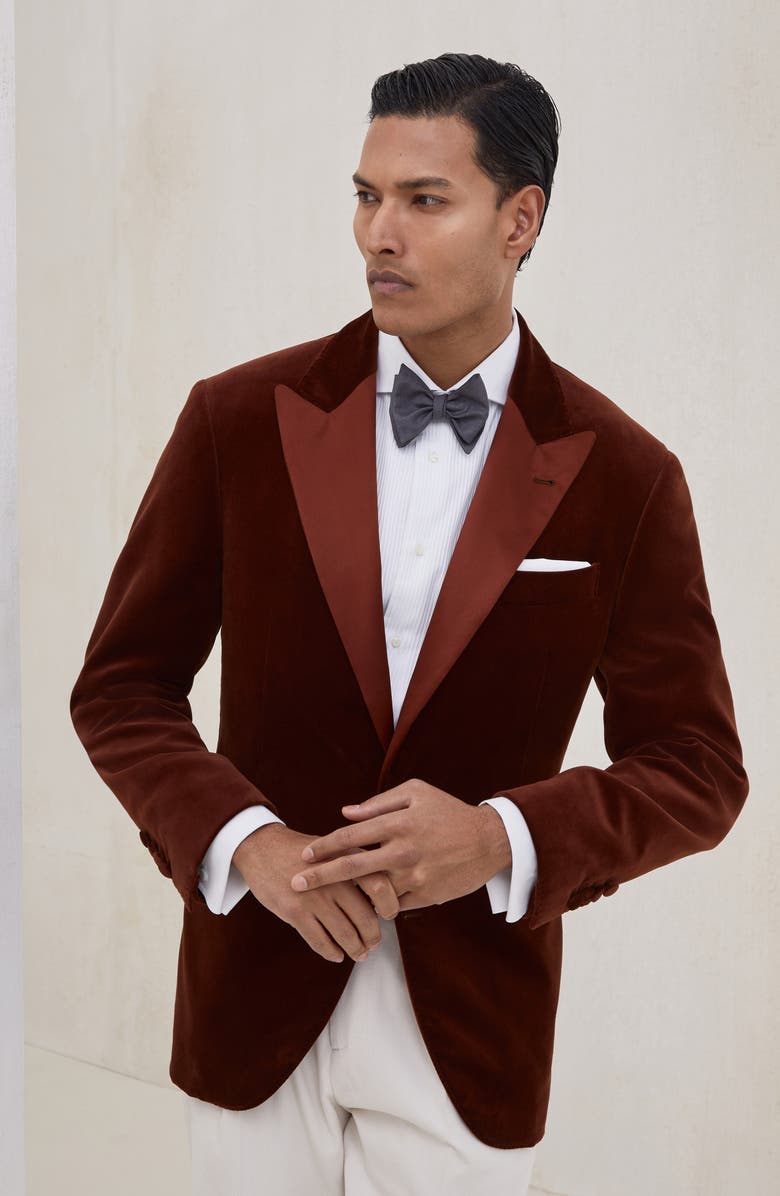 Brunello Cucinelli Tuxedo jacket, Alternate, color, Brown