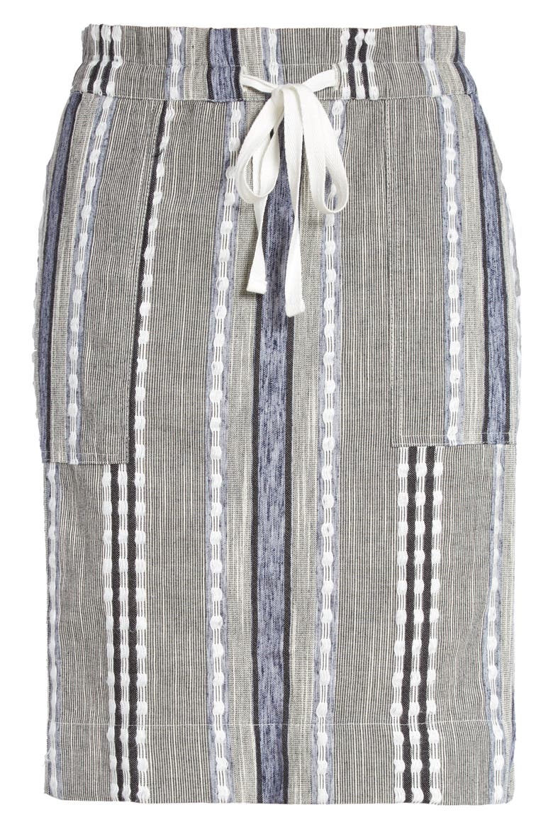 Stripe Cotton Pull-On Skirt, Main, color, NAVY- IVORY BUBBLE STRIPE