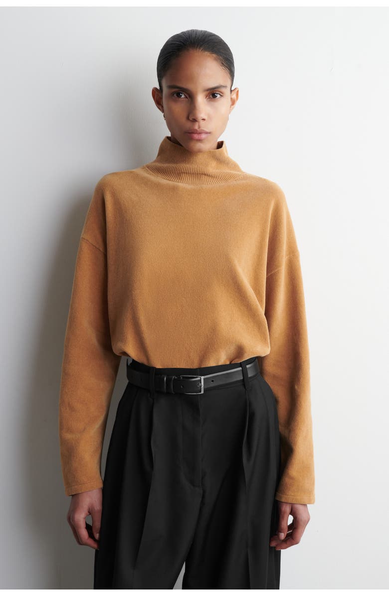 COS Chenille Mock-Neck Sweater, Main, color, Camel