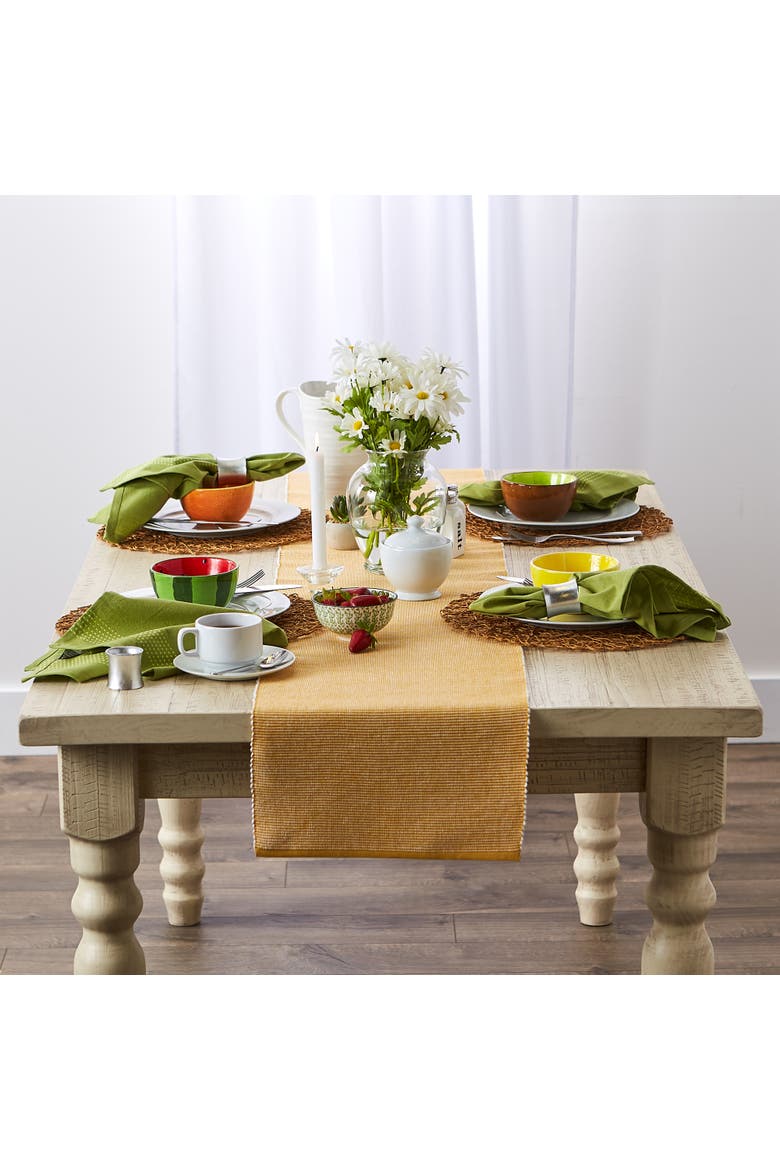 Two Tone Ribbed Table Runner, Alternate, color, Honey Gold