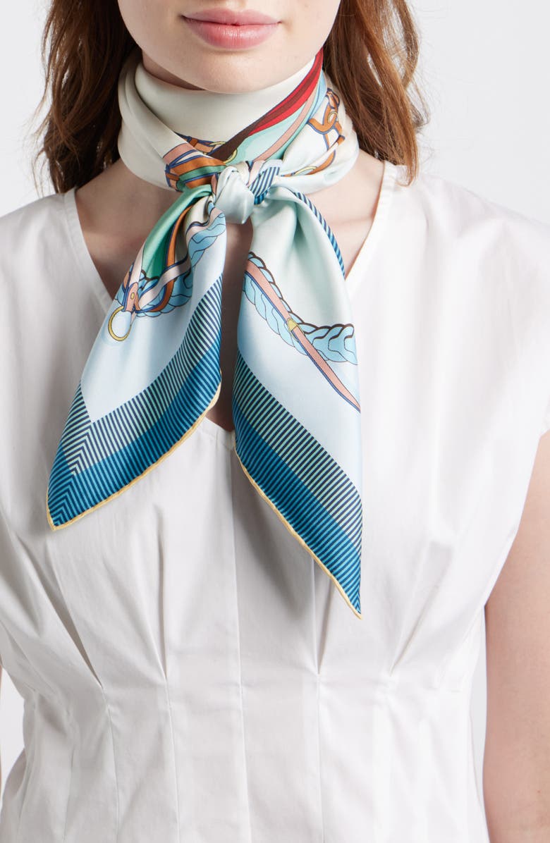 Longchamp Toute Allure Silk Square Scarf, Main, color, Mint