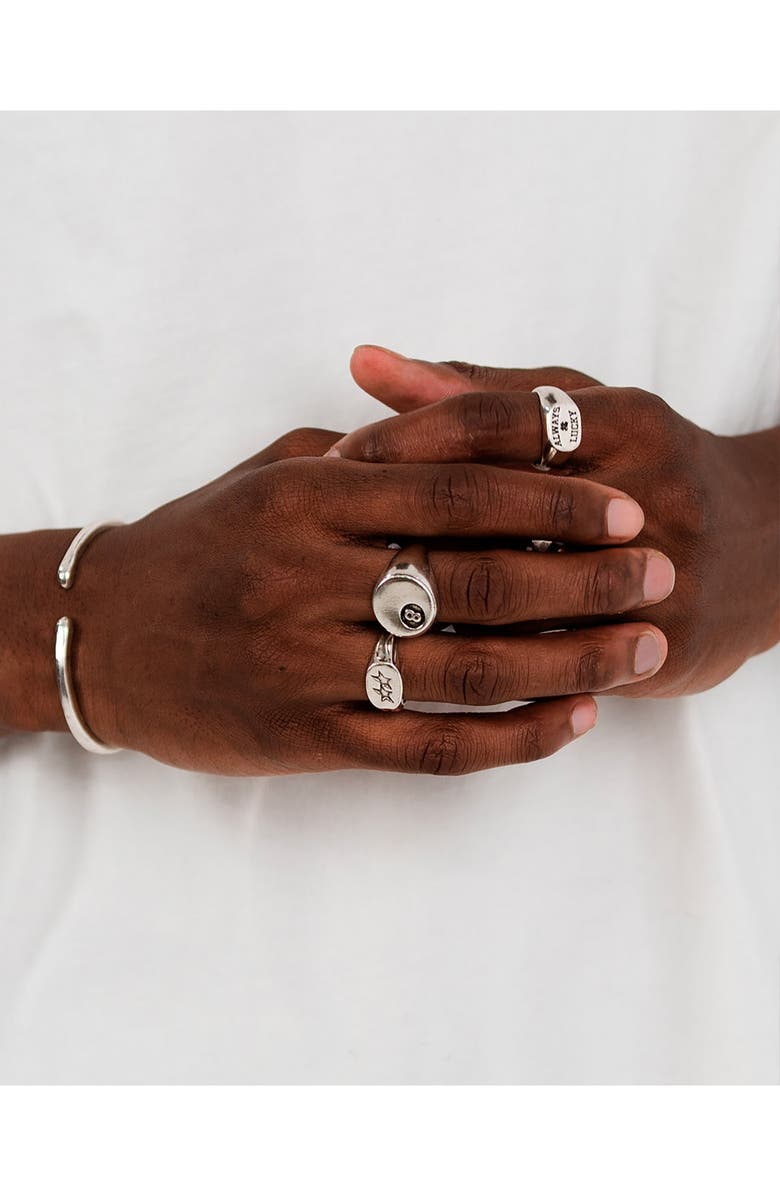 TWOJEYS Men's 8 Ball Ring, Alternate, color, Silver