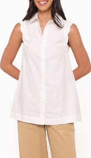 Petal & Pup Deirdre Scalloped Sleeveless Cotton Shirt