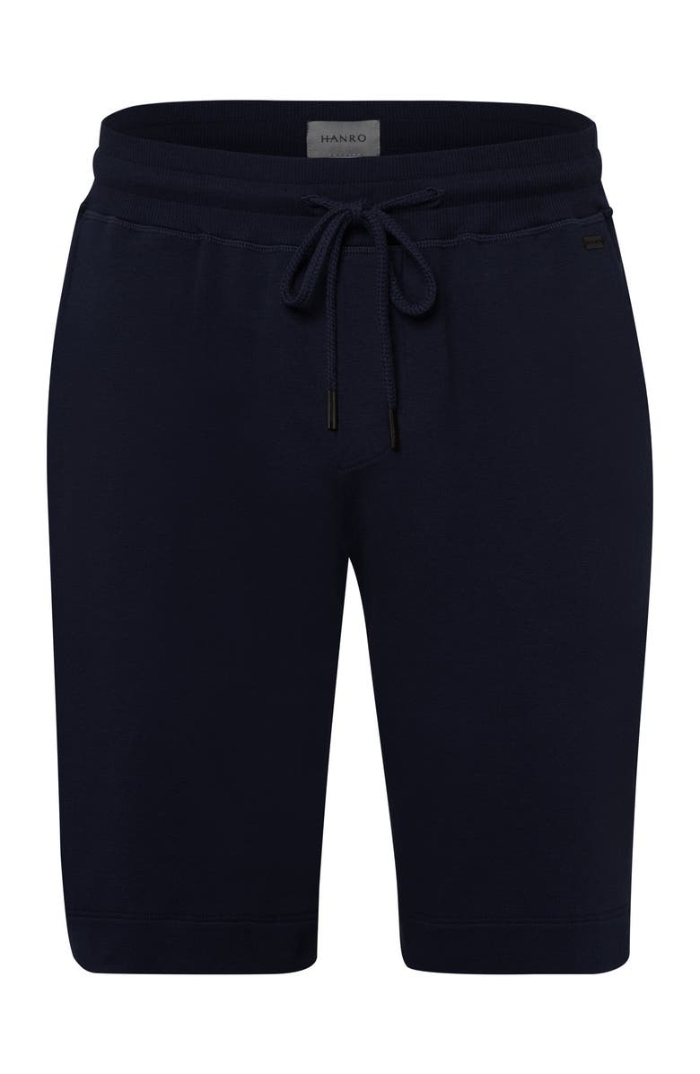 Hanro Living Cotton Drawstring Shorts, Main, color, Black Iris