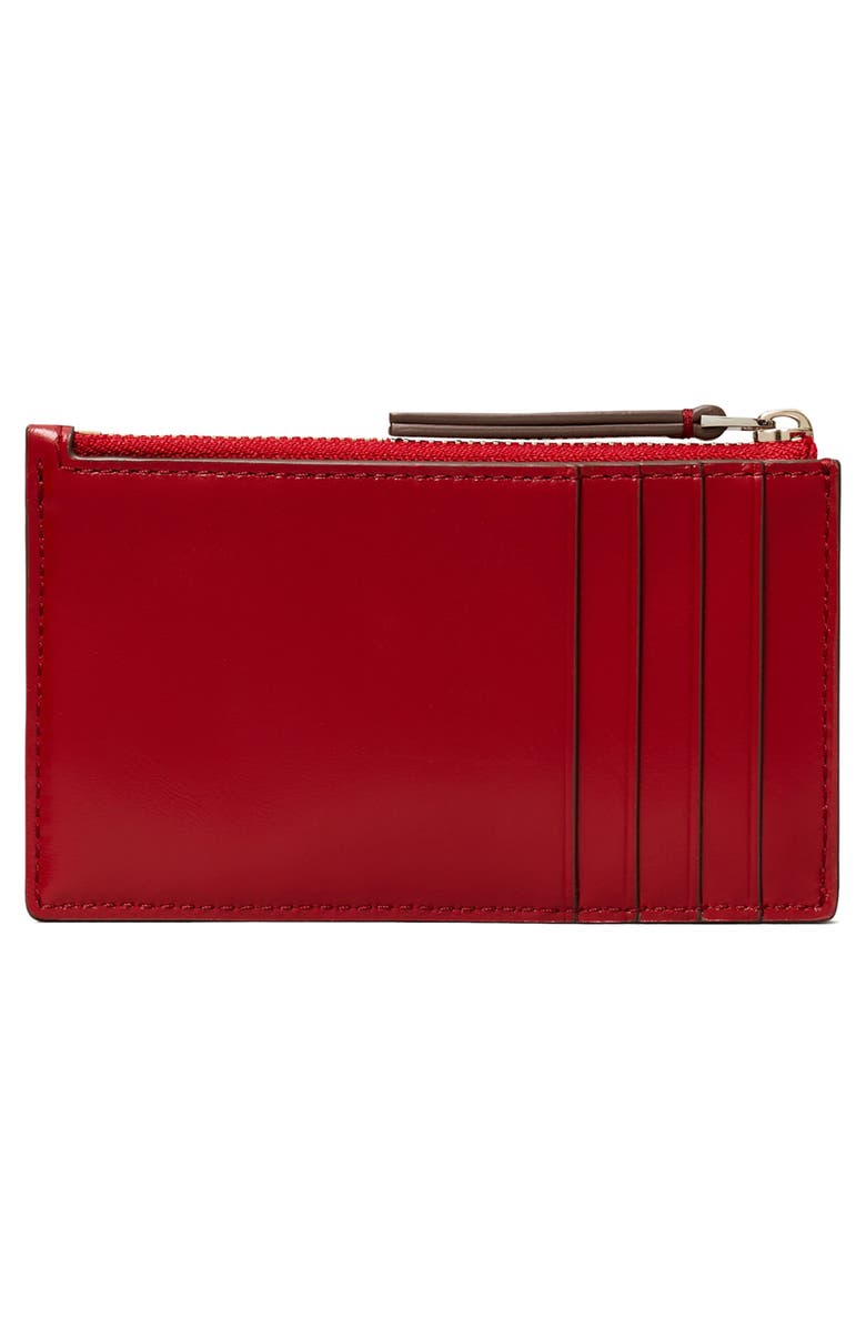 Tory Burch Kira Diamond Quilted Leather Zip Card Case, Alternate, color, Red