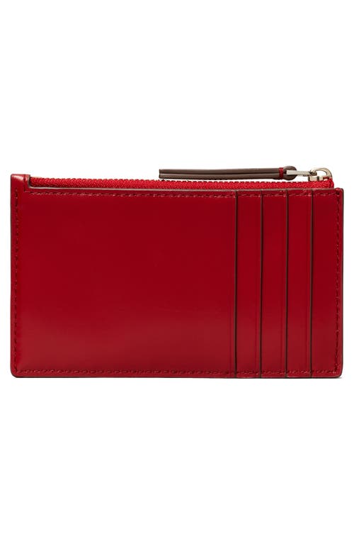 Tory Burch Kira Diamond Quilted Leather Zip Card Case In Red