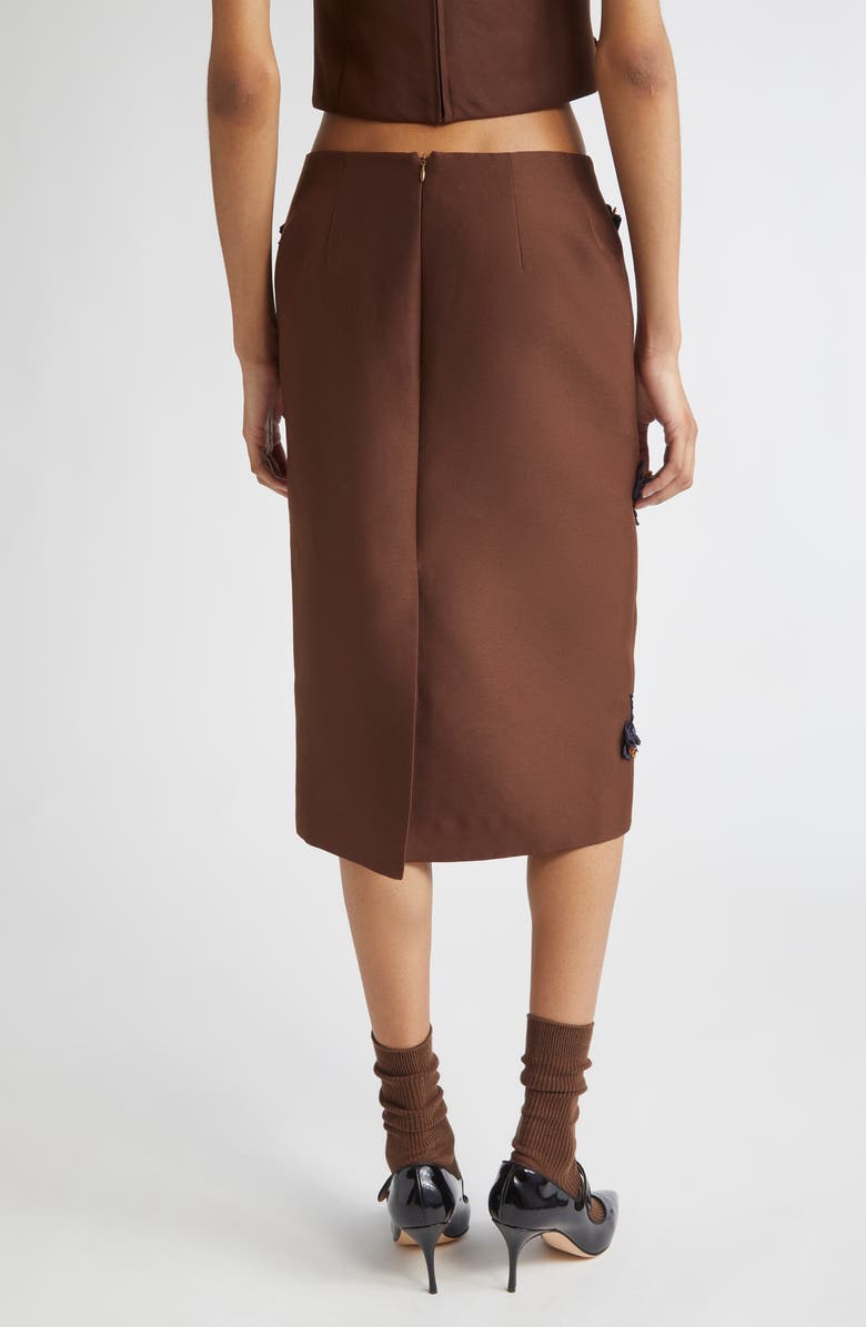 Shushu/Tong Floral Appliqué Straight Midi Skirt, Alternate, color, Brown