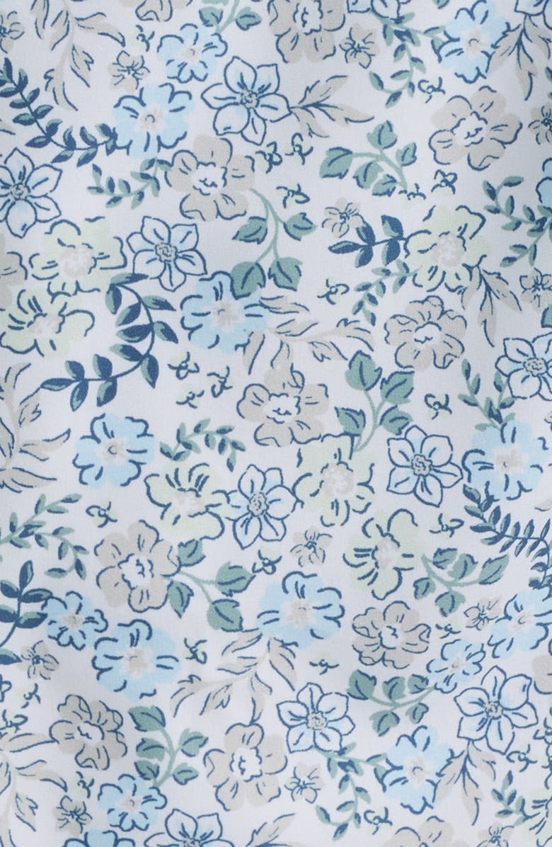 Vintage Summer Floral Stretch Volley Swim Trunks, Alternate, color, Blue