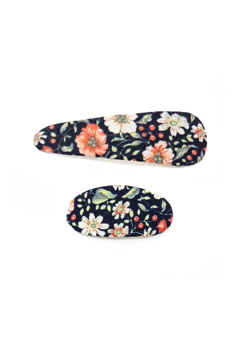 2pc Mixed Shape Clip Set  - Floral, Alternate, color, Midnight Flora
