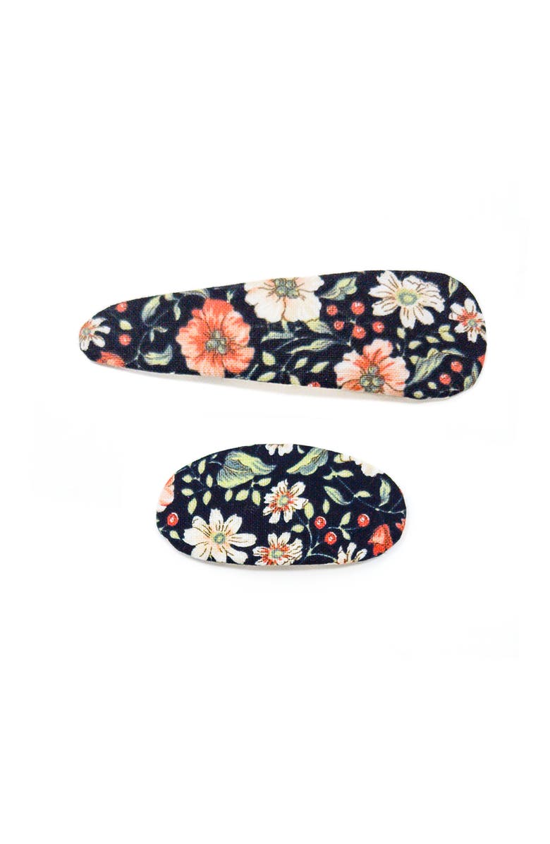 Puttisu 2pc Mixed Shape Clip Set  - Floral, Alternate, color, Midnight Flora