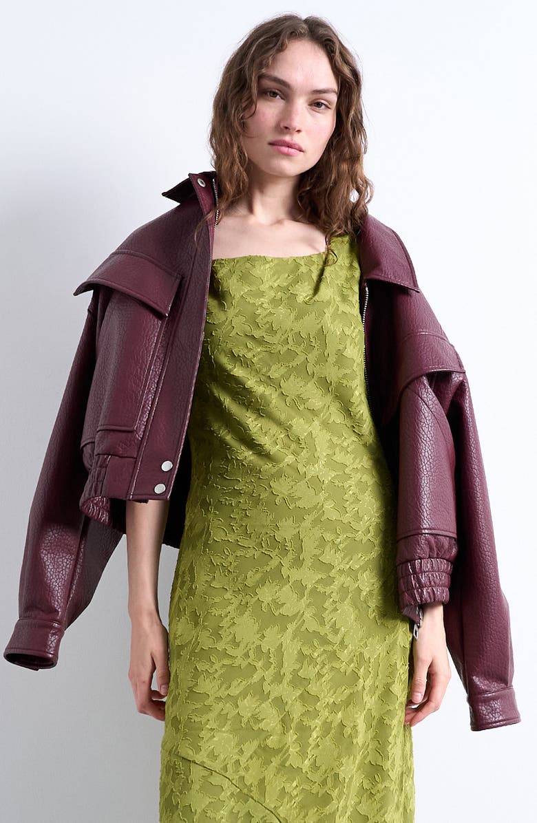 Topshop Floral Appliqué Sleeveless A-Line Dress, Alternate, color, Medium Green