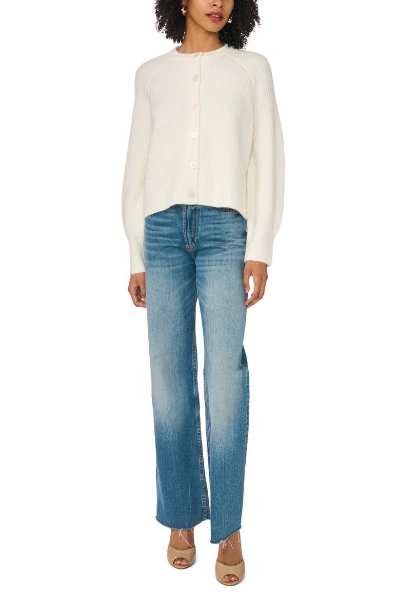 Crewneck Cardigan, Alternate, color, ANTIQUE WHITE