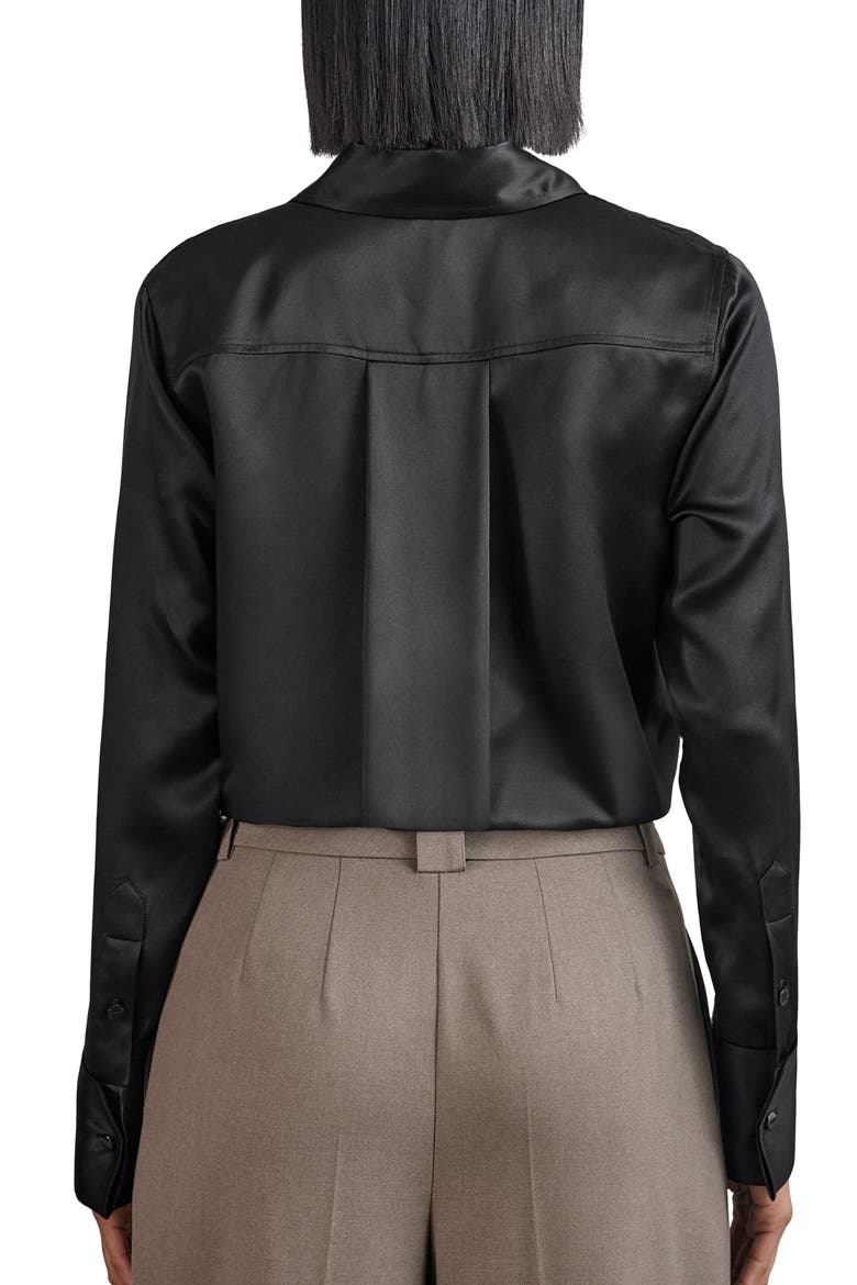 Ameira Silk Button-Up Shirt, Alternate, color, BLACK