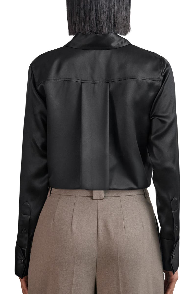 Reiss Ameira Silk Button-Up Shirt, Alternate, color, Black