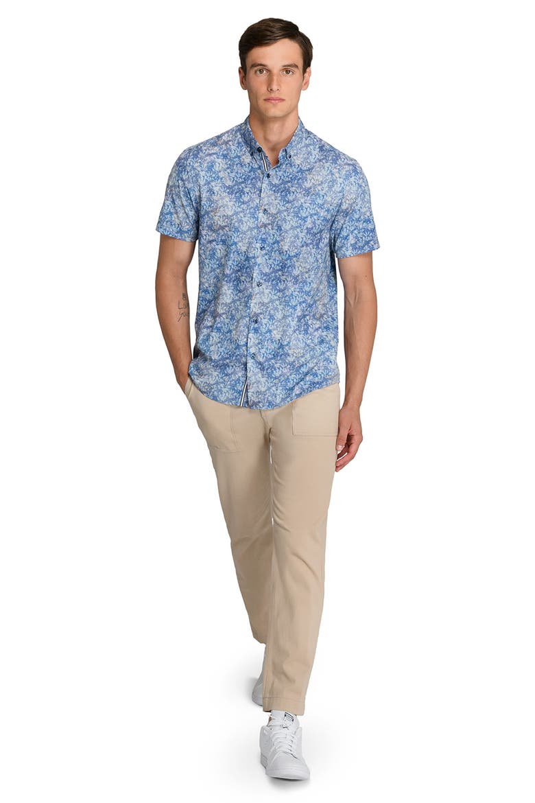 Branches Woven Short Sleeve Basic, Alternate, color, NAVY/TEAL
