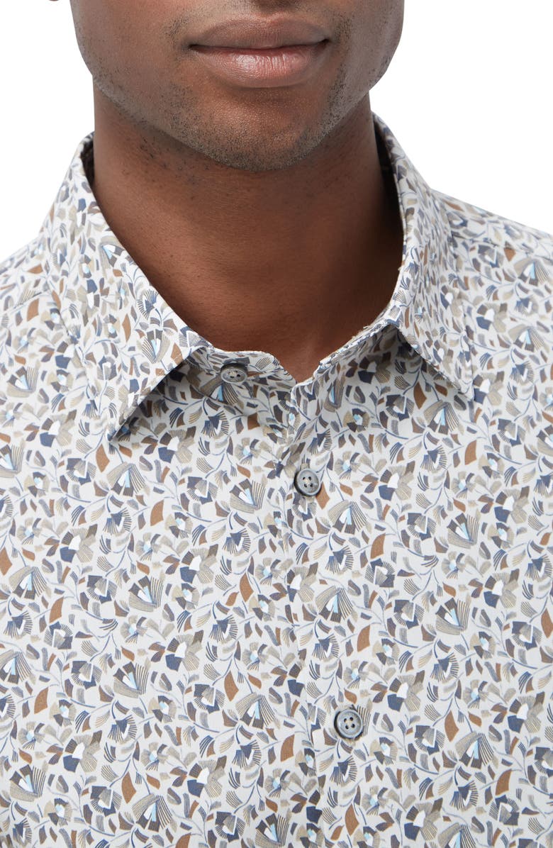 Bugatchi Julian Shaped Fit Geo Print Button-Up Shirt, Alternate, color, Willow