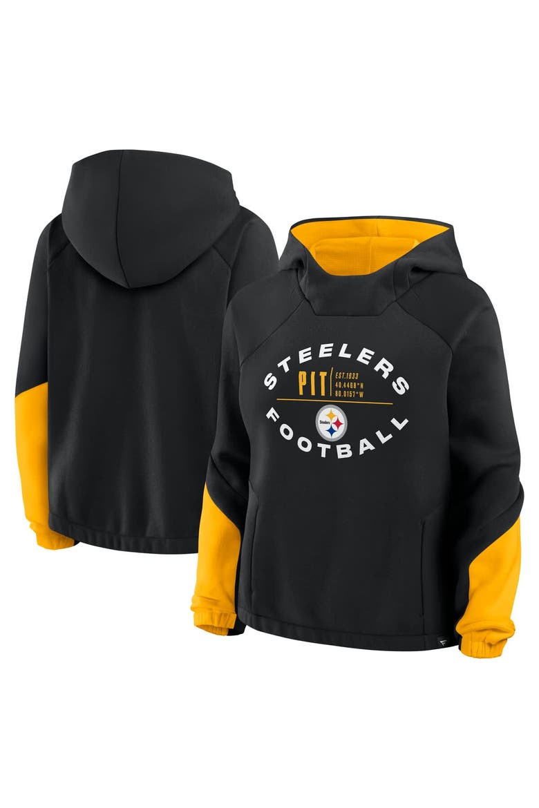 Women's Fanatics Black Pittsburgh Steelers Oversized Redzone Bubble Screen Pullover Hoodie, Main, color, Black