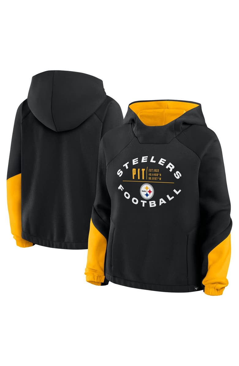 FANATICS Women's Fanatics Black Pittsburgh Steelers Oversized Redzone Bubble Screen Pullover Hoodie, Main, color, Black