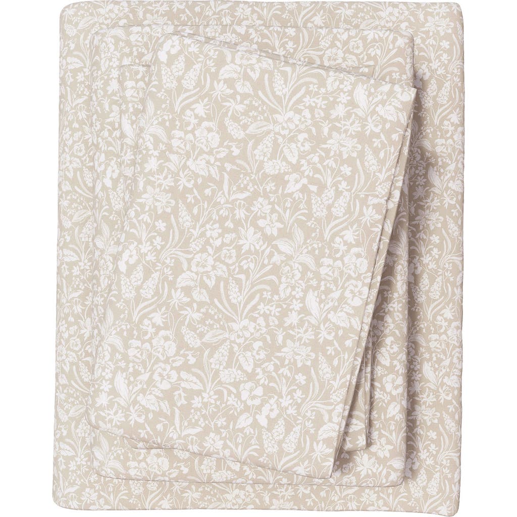 Woven & Weft Winter Floral 4-piece Flannel Bed Sheet Set In Neutral