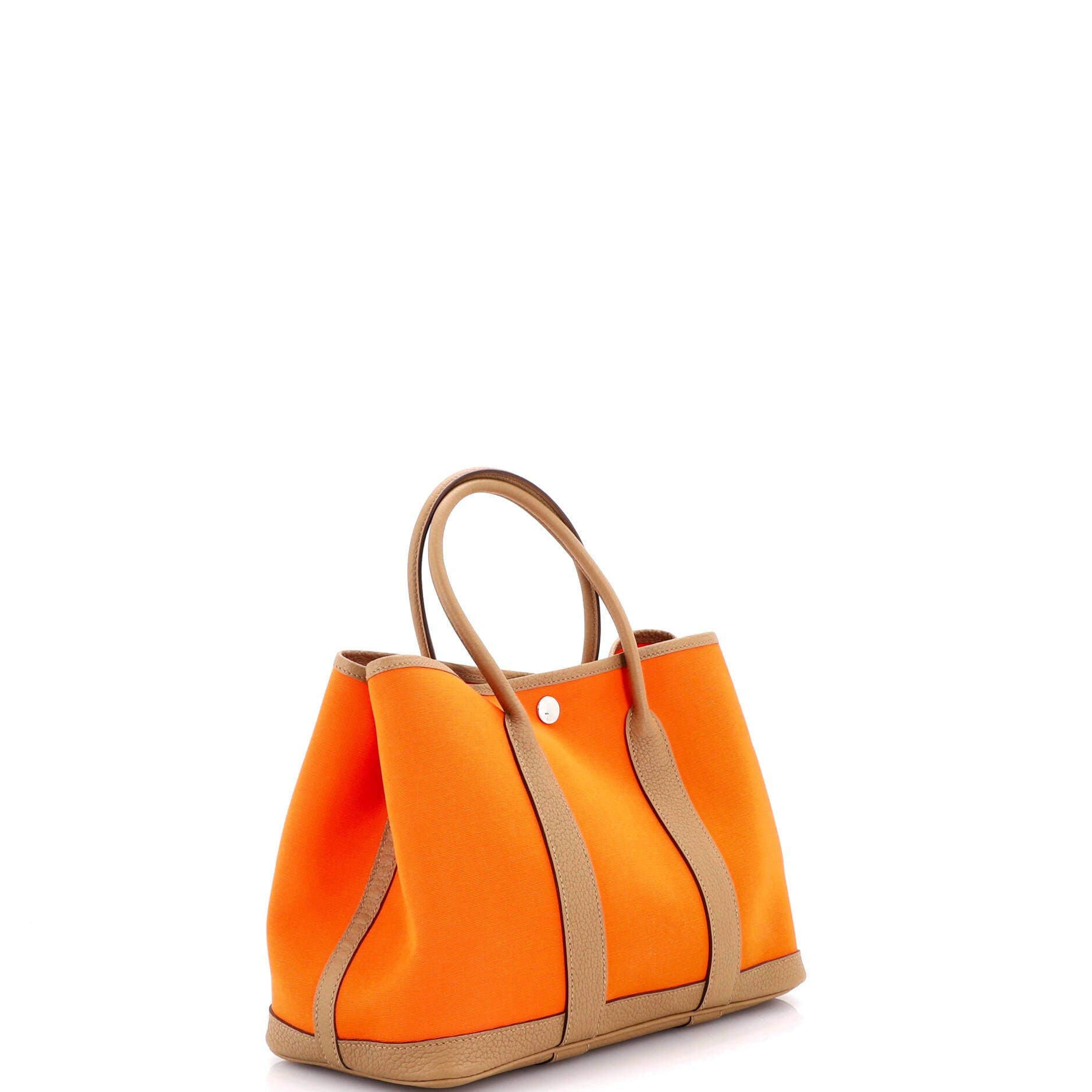 Pre-Owned Hermes Garden Party Tote Toile and Leather 30, Alternate, color, Orange Minium