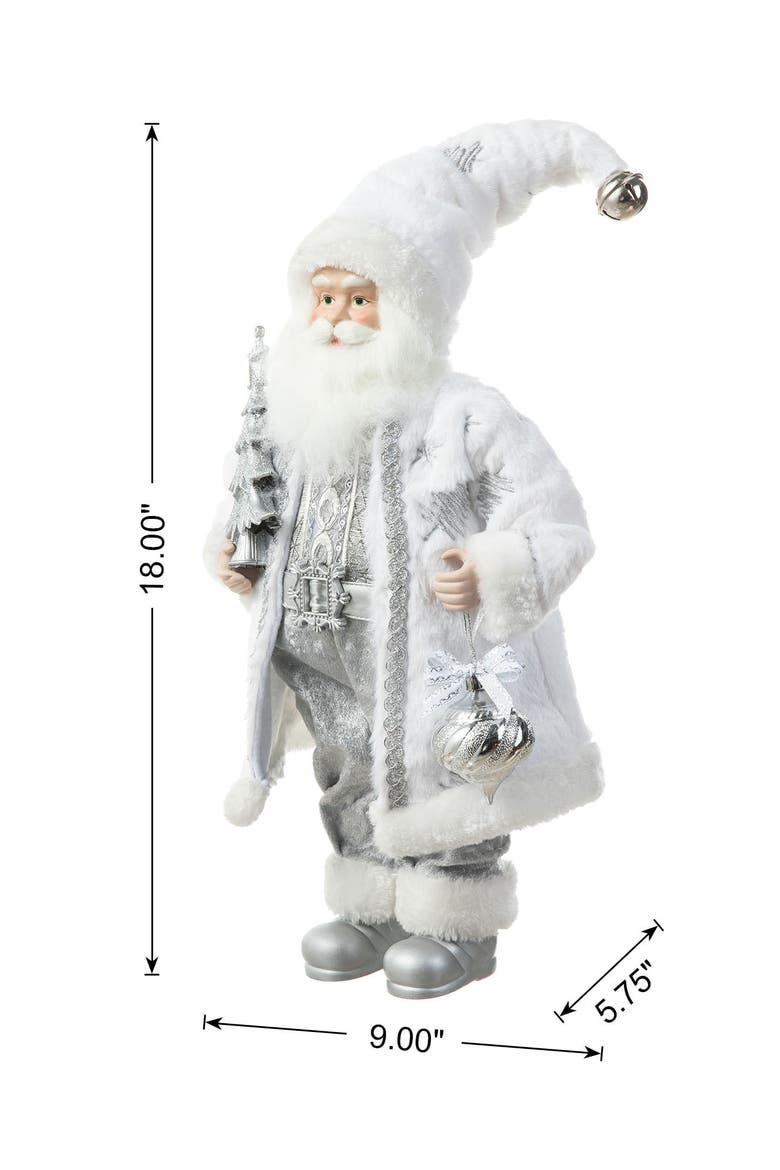 Faux Fur Christmas Frosty Santa Figurine with Porcelain Face, Alternate, color, Red