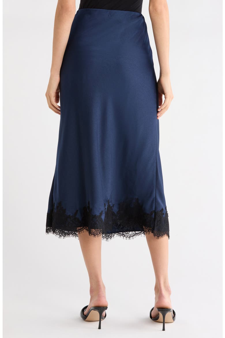 Vienna Lace Trim Satin Skirt, Alternate, color, NAVY